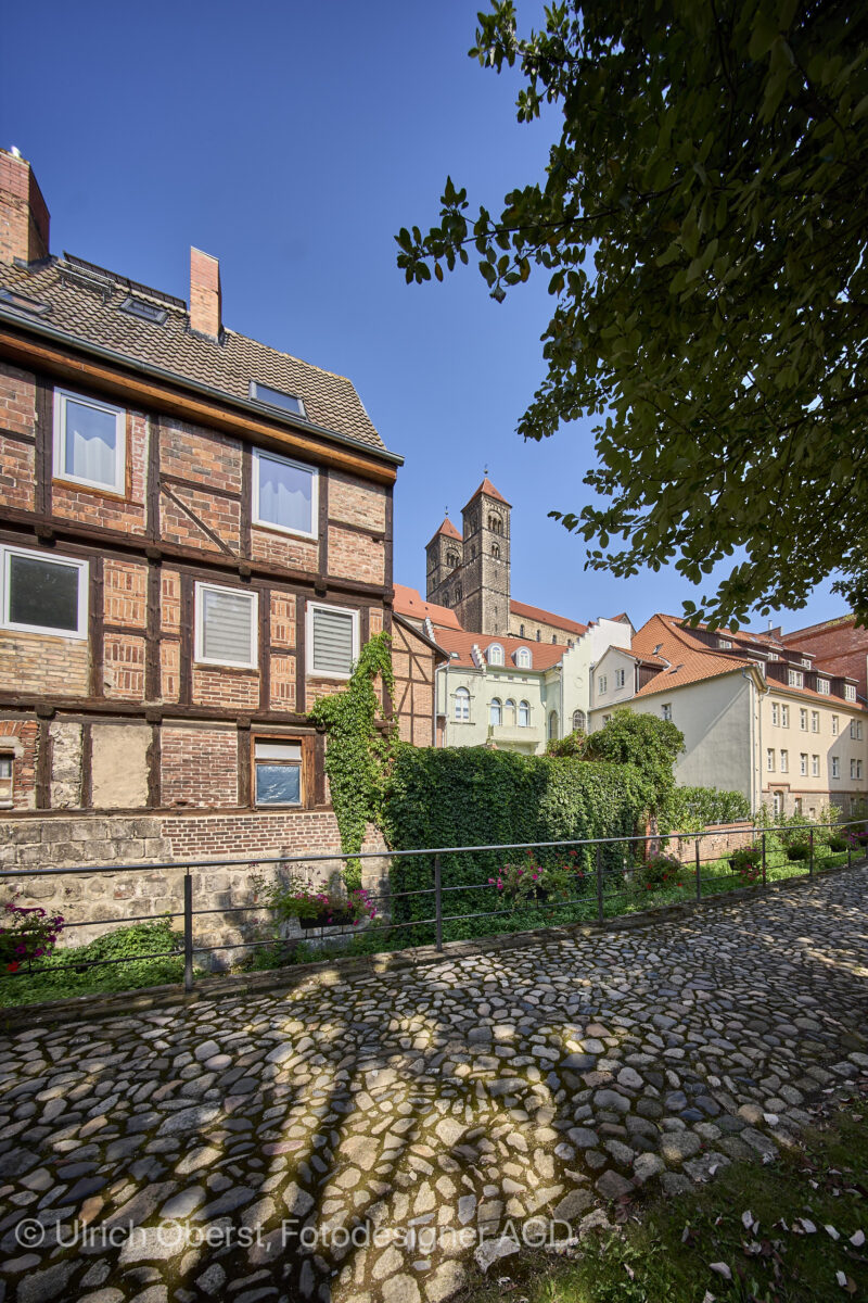 Quedlinburg, Schlossmühle mit Schlossberg
