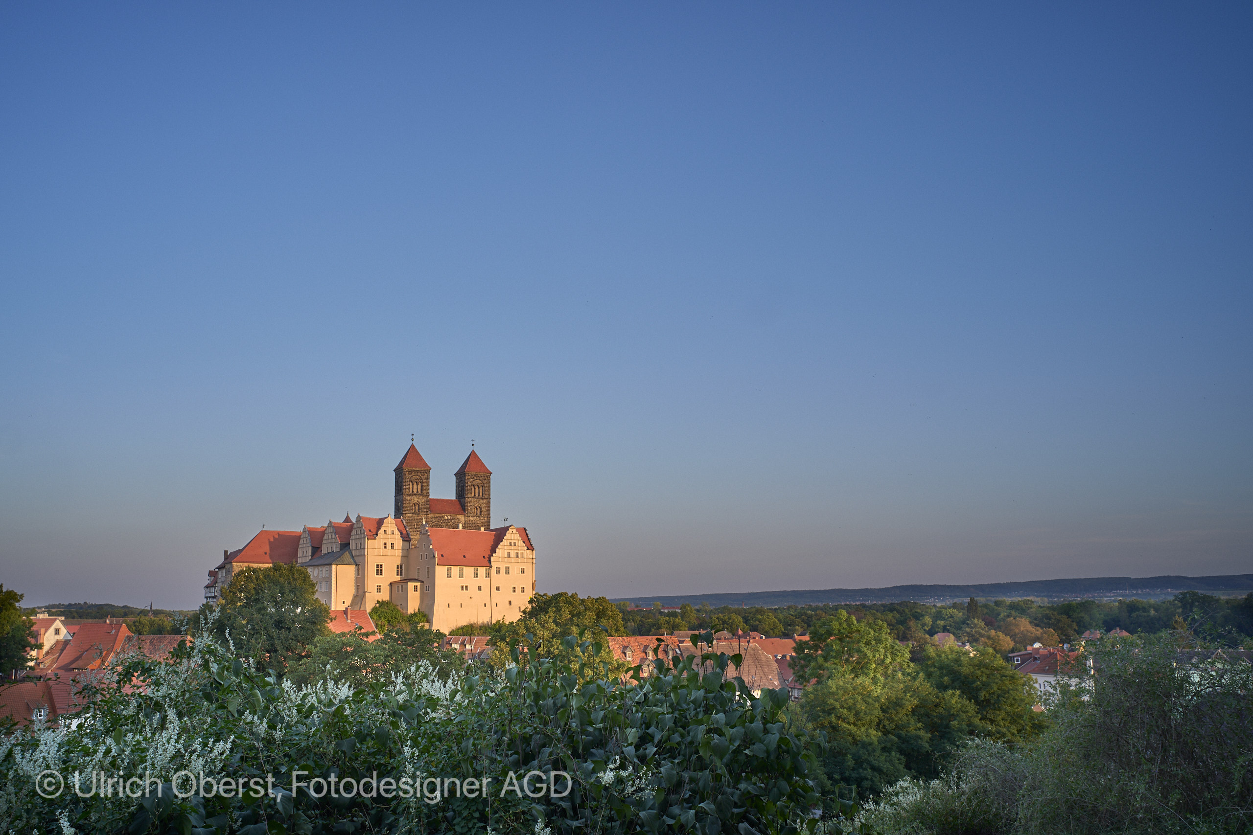 Quedlinburg, Schlossberg im Abendrot