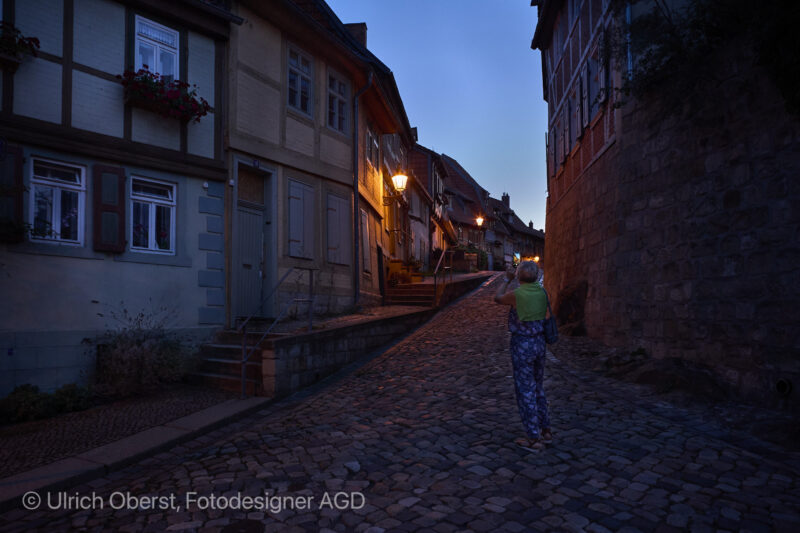 Quedlinburg, Wassertorstraße im Abendrot